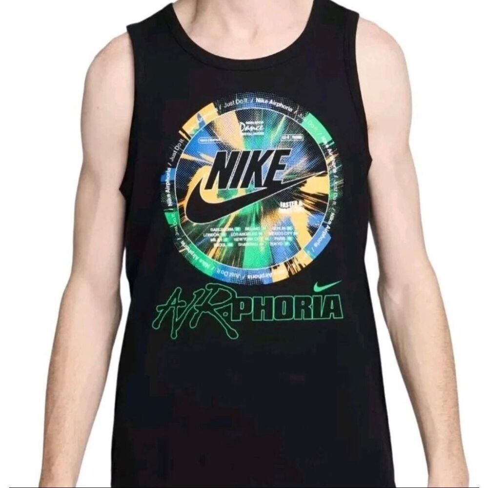 Nike Men's Sportswear Air-Phoria 100% cotton black tank top size S NWT